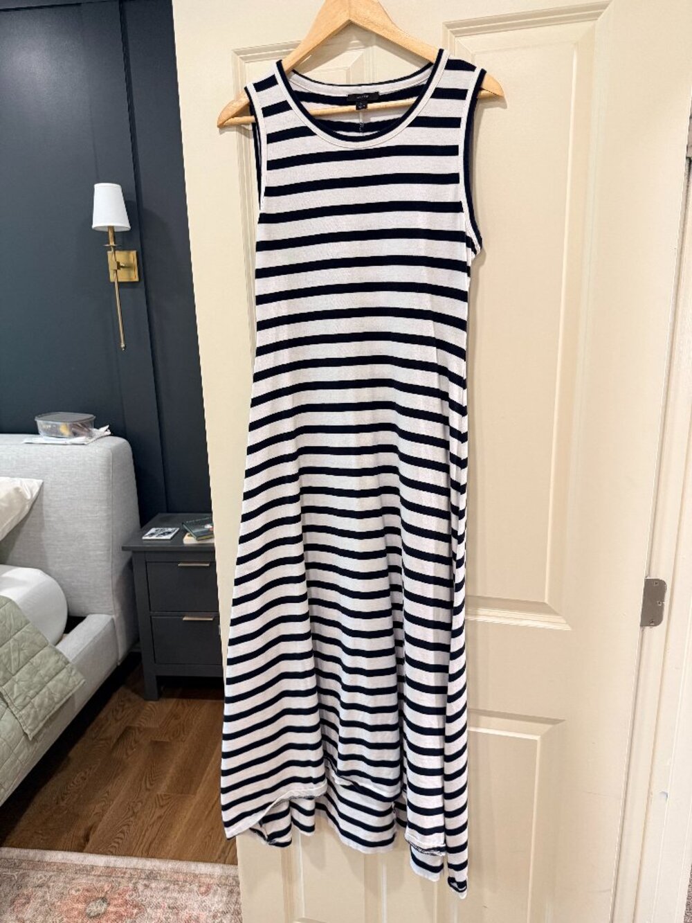 J. Crew Navy and White Striped Maxi Dress
